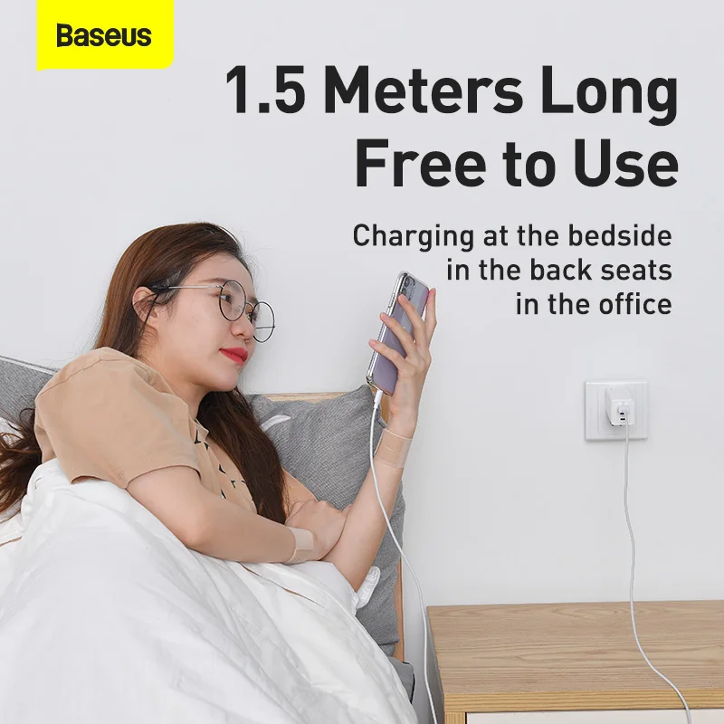 Baseus 2pcs USB Cable For iPhone 13 7 6 8 plus X XR 11 12 mini pro Charger USB Cable Fast Charging 1.5M