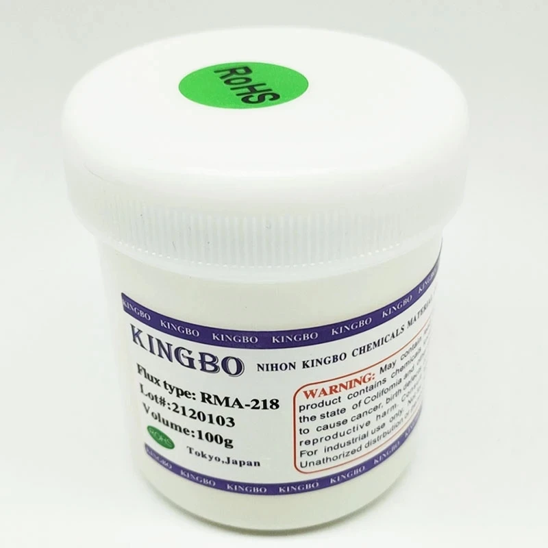 KINGBO RMA 218 100g Lead-Free Solder Flux Paste For SMT BGA  IC  Reballing Soldering Aid Tools Welding Repair No Clean kingbo rma 218 100g lead free solder flux paste for smt bga ic reballing soldering aid tools welding repair no clean