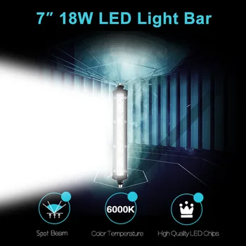 

Hot 2Pcs 7inch 18W LED Light Bar Spot Beam Work Light Driving Fog Light Road Lighting for Jeep Car Truck SUV Boat Marine
