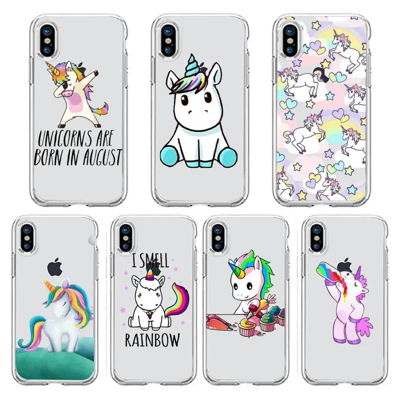 

Cute cartoon animal unicorn Phone Case Transparent soft For iphone 5 5s 5c se 6 6s 7 8 11 12 plus mini x xs xr pro max