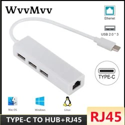Adaptateur Ethernet USB 3.0 2.0 vers RJ45 Hub 10/100M, carte réseau USB Lan pour Macbook Windows, Tpec 