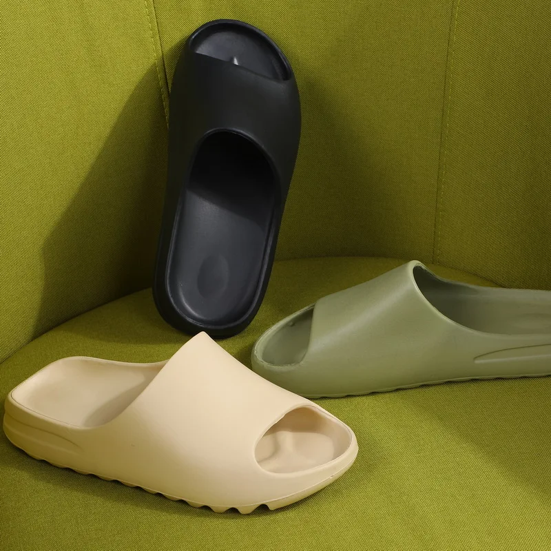 Zapatillas de interior para hombre y mujer, Zapatos planos de plataforma, deslizantes sólidos, para casa, playa, verano, 2021