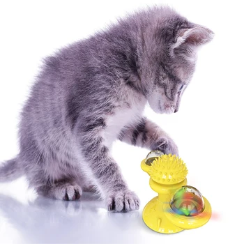 

Hot Sale Cat Toy Turn Around Windmill Turntable Tease Pet toy Scratching itching Cat Brush Play Games in Home