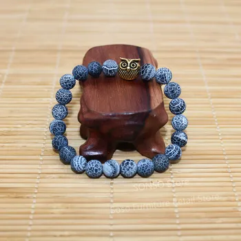 

Soso Store Classics DIY Design Personalized Fashion Lovely owl Metal Bracelet Elastic Natural Stone Charm Beads Jewelry Gifts