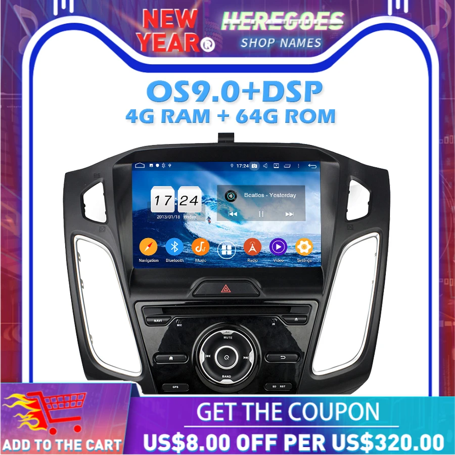 IPS DSP Android 10 0 64G + 4G LTE 8 ядерный dvd плеер для автомобиля Wifi Bluetooth 5 RDS радио GPS карта Ford