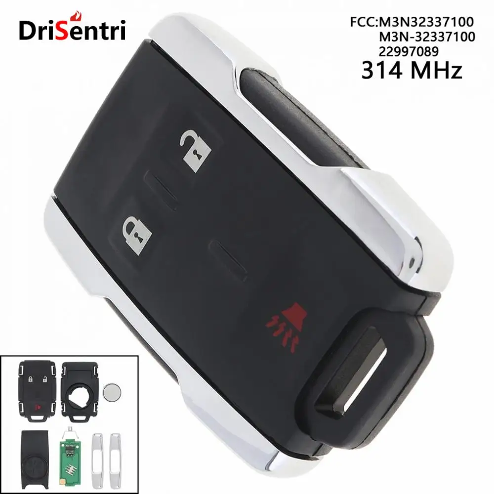 

314MHz 3 Buttons Keyless Remote Key Fob ID46 Chip M3N32337100 / 22997089 for Chevrolet / 2014 2015 2016 2017 GMC Sierra