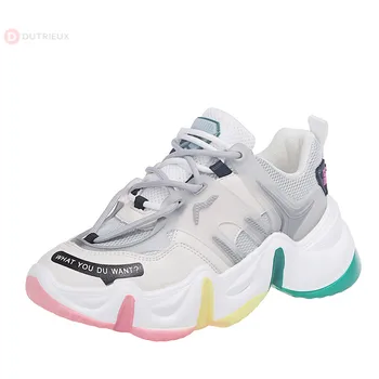 

2020 Mixed Color Sneakers Women Patchwork Colorful Fashion Platform Shoes Vulcanize Shoe Womens Casual Female Trainers Dad Shoes