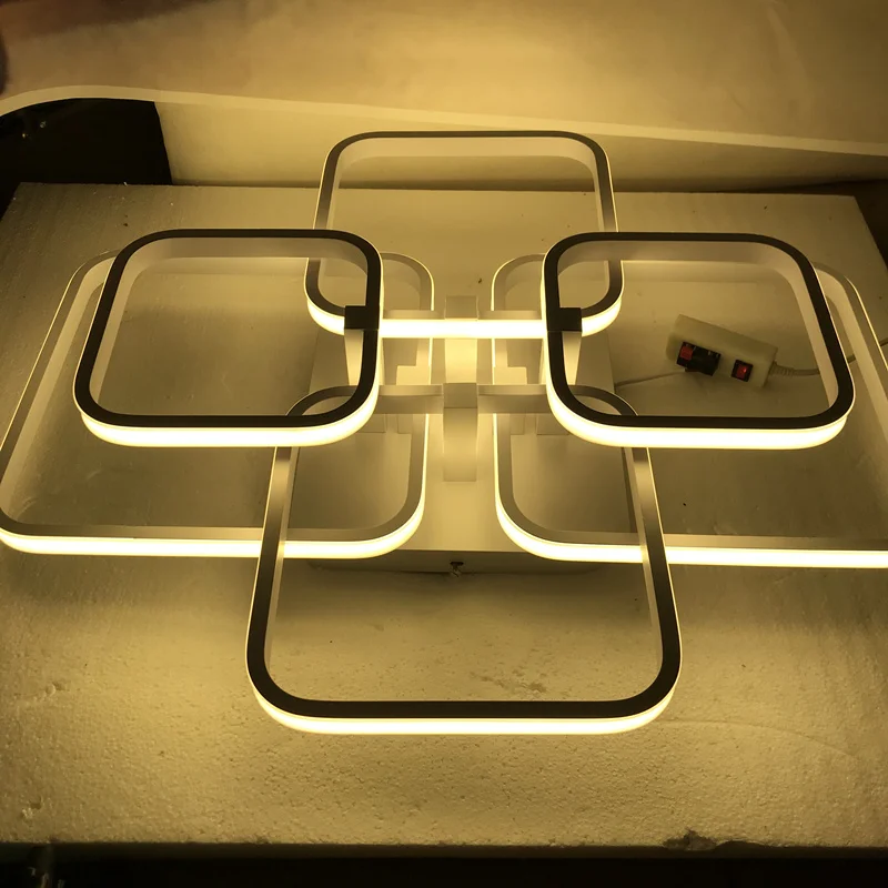 Luzes de Teto para o Quarto Nordic Acrílico Remoto Cotrol Anéis Circel Led Ac85-265v Lâmpadas Sala Estar Foyer Decoração Casa 10 remoto, luminária de teto estilo nórdico, com