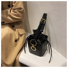 

Women Designer Shoulder Bags PU Leather Fashion Hard Cross Body Box Bags Solid Color Small Bucket Female Handbags