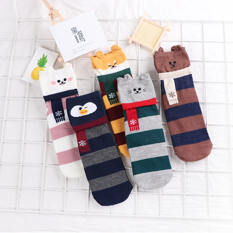 1 пара женские новые милые Мультяшные животные новинка Harajuku Милые Носки Happy Art