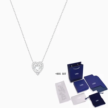 

Fashion SWA New SPARKLING DANCE HEART Necklace White Gold Delicate Heart-Shaped Crystal Shape Crystal Female Trend Romantic Gift