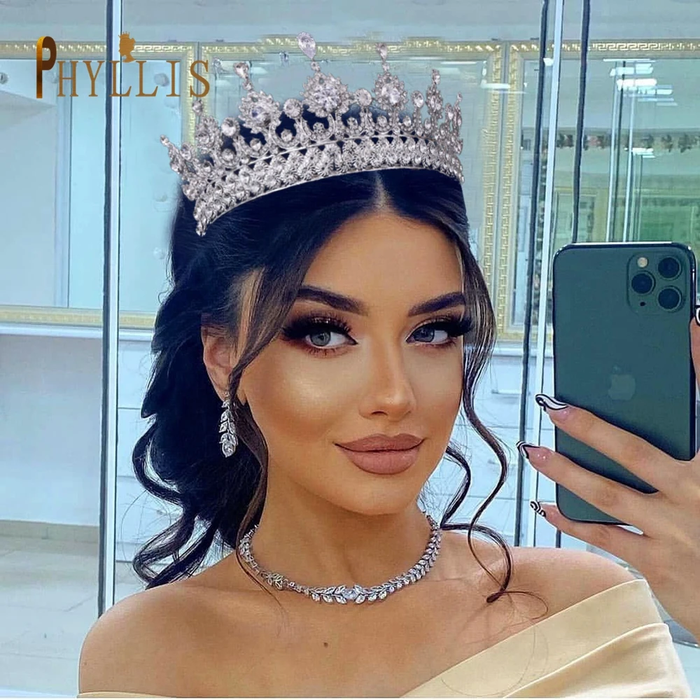 A67 Zircon Crown Bride Headwear Crystal Women Tiaras Rhinestone Wedding Headpiece Birthday Headband Pageant Hair Jewelry