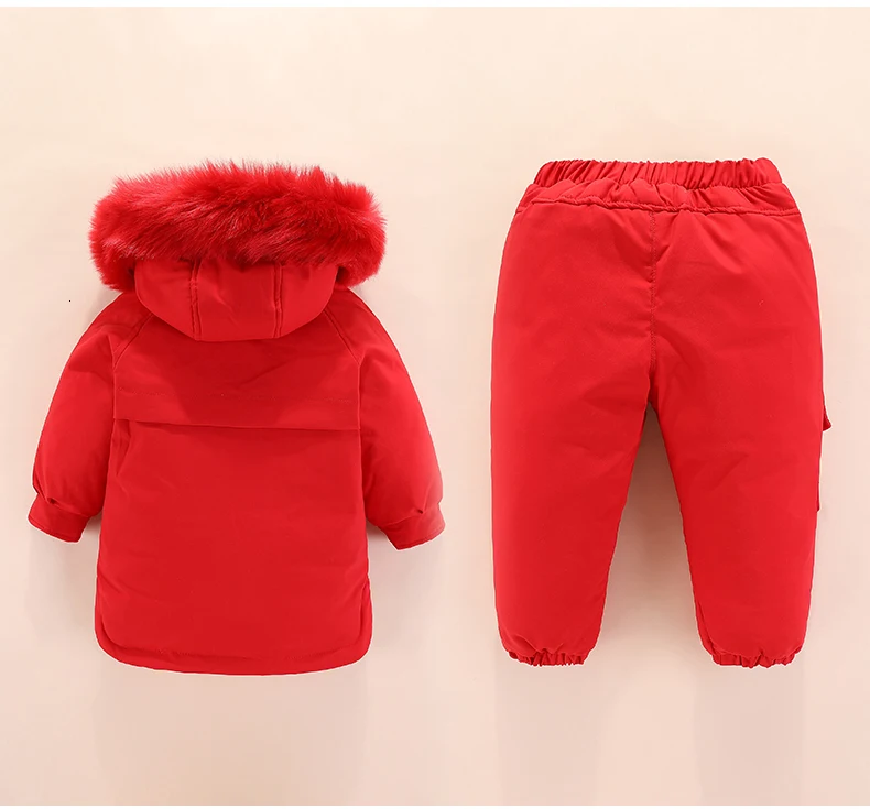Русский зимний костюм Детская куртка-пуховик и штаны для маленьких девочек Теплый комплект одежды из 2 предметов, теплая детская одежда зимняя одежда Зимний комбинезон