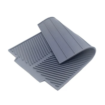 

Silicone Dish Drying Mat Flume Folding Draining Mat Rectangle Drain Mat Drying Dishes Pad Heat Resistant Non-Slip Tray