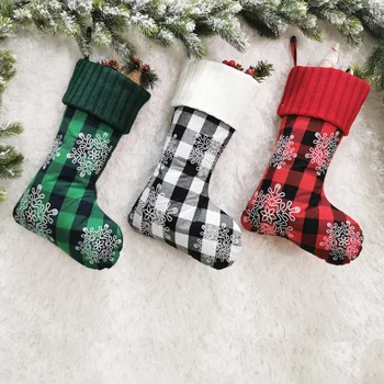 

Christmas Stocking Knit Decorative Sock Kid Gift Candy Bag Paw Print Xmas Tree Accessories Hanging Ornaments New Year Home Decor
