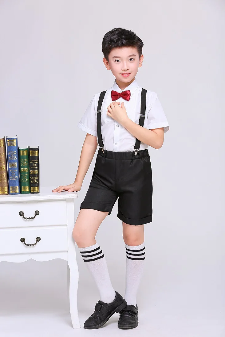 New Style CHILDREN'S DAY CHILDREN'S Costume Chorus Clothing BOY'S Girls Young STUDENT'S Short Sleeve Suspender Pants Performance