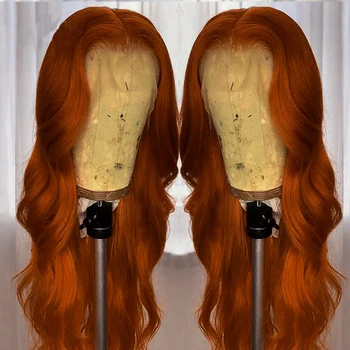 

Orange Red Water Wave 13x4/6 lace Part Wig Swiss Lace Middle Part U part Wigs Body Wave For Black Women With Baby Hair