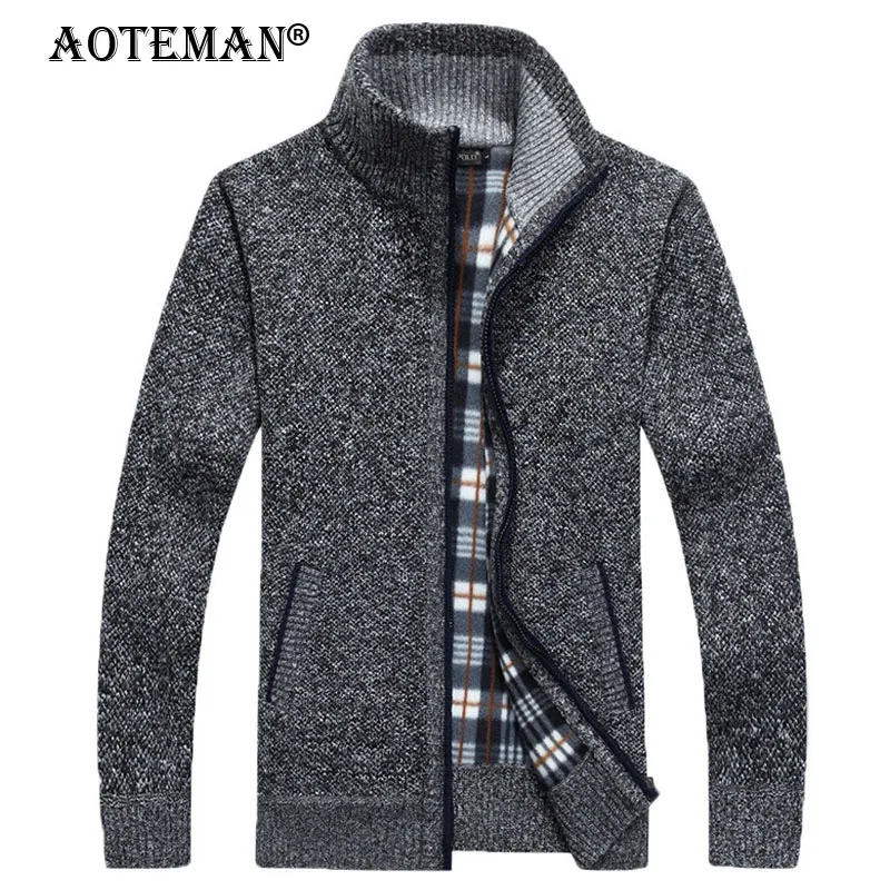 

Men Sweater Jackets Knitting Warm Coat Stand Collar Outwears Male Clothing Warm Business Coats 2020 Spring Autumn Jacket LM172