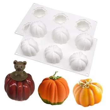 

6 Holes Pumpkin Silicone 3D Cake Molds For Baking Ice Moule Mousse DIY Pastry Decorationrating Tools Dessert Chocolate Mould