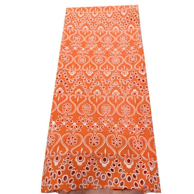 orange lace fabric Африканская кружевная ткань модное Африканское хлопковое кружево «швейцарская вуаль» в швейцарском стиле Высококачественная сухая кружевная ткань для популярного дубайского стиля - Цвет: orange lace fabric