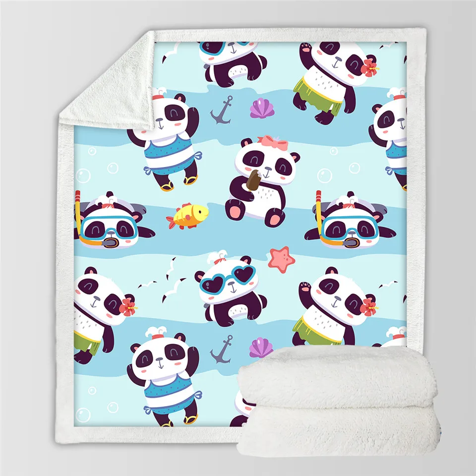 Branco Cobertores De Cama Pandas Bonitos De