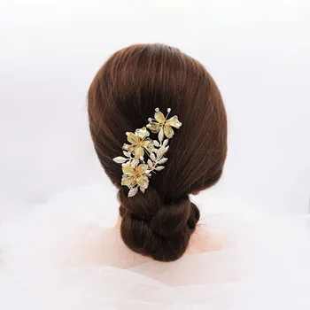 

FORSEVEN Flower Leaf Crystal Hair Combs Headpieces Decor Jewellry Bride Noiva Bridesmaid Wedding Hair Jewelry Accessories