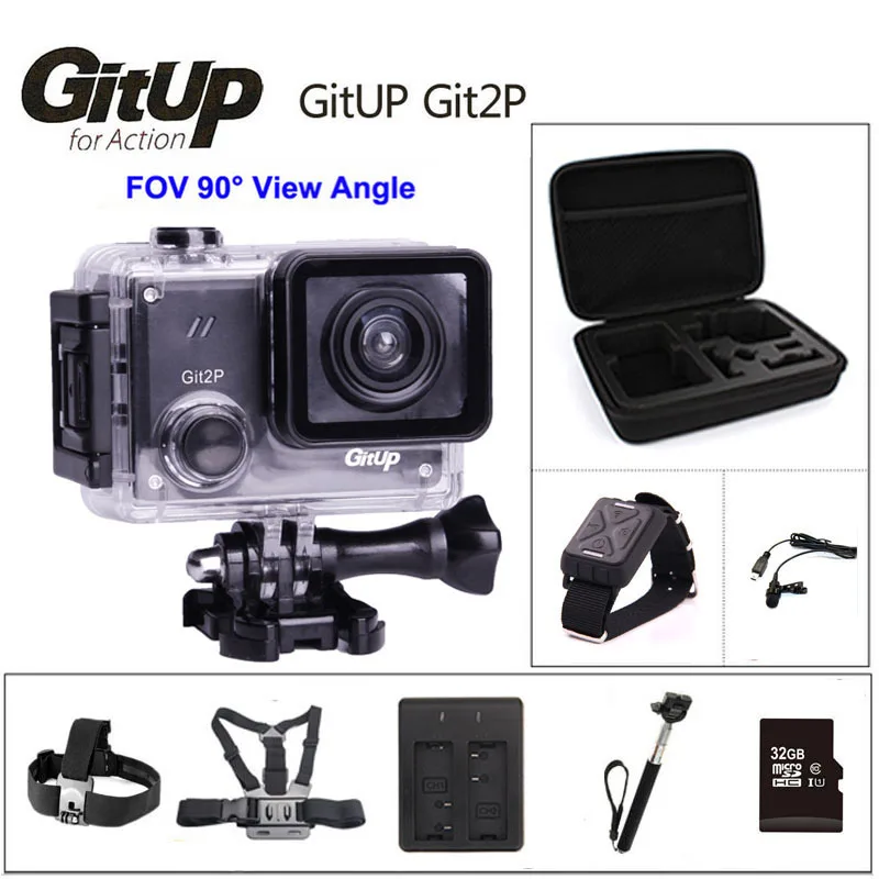 Экшн камера GitUP Git2P с объективом 90 градусов 2K Wi Fi Full HD 1080P 30 м Водонепроницаемая