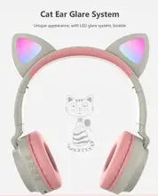 Cute Wireless Headphones Glowing Bluetooth 5 0 Headphone For Girls Cat Ear Headset Hifi Stereo Music With Microphone Dropship