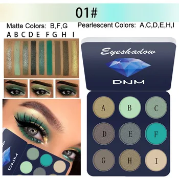

9 Color Nine Squares Matte Bright Eyeshadow Tray Waterproof Long-lasting Not Blooming Glitter Shimmer Eyeshadow Pigments TSLM1