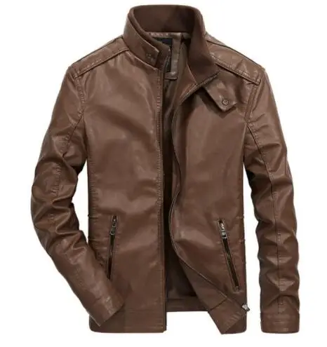 Мужские кожаные куртки мужские chaqueta cuero hombre Базовая куртка-бомбер lederjacke herren винтажная деловая брендовая одежда военные ретро пальто - Цвет: 6