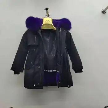 

Kid Children's Rabbit Fur Jacket Coat for Baby Girls Thicken Black Outerwear Child Hooded Parka Outerwear