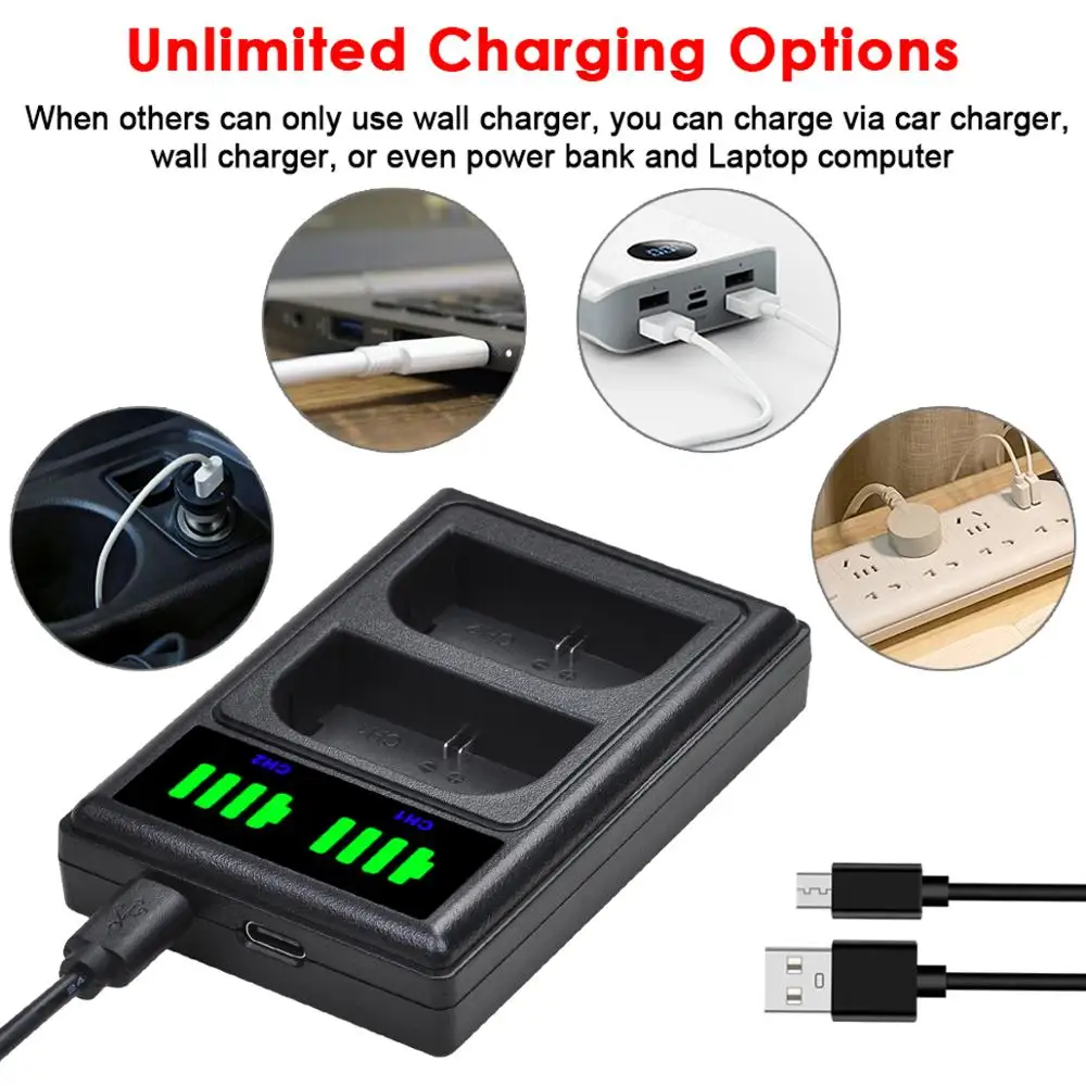 2650mAh LP E6 LPE6 Bateria LP-E6 E6N Camera Battery + Dual Charger For Canon EOS 5D Mark II III 50D 6D 60D 7D 70D 80D 90D EOS R