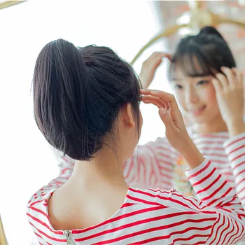 

6 inch 12 colors curved straight short ponytail Golden White Brown Black ponytail holder hair bows