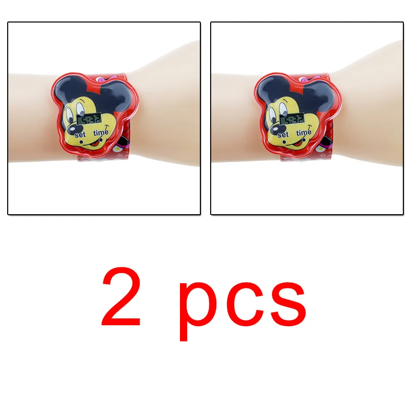 Mickey 2 pcs Детские часы с человеком-пауком для мальчиков с героями мультфильмов Ben 10, для принцесс, для девочек, цифровые часы, детские игрушки, потрепанные часы, подарок на день рождения, электронные часы - Цвет: Mickey 2 pcs