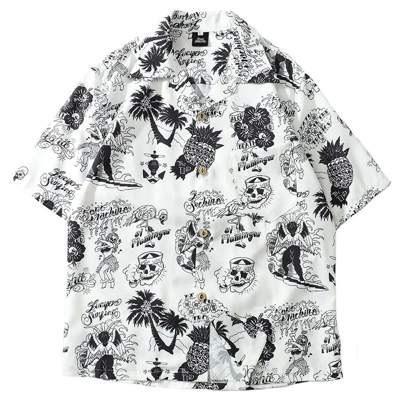 2019 Summer Men Hip Hop Shirt Streetwear Men Hawaiian Shirts Graffiti Skull Harajuku Summer Beach Shirt Casual Tops 2019 Summer Men Hip Hop Shirt Streetwear Men Hawaiian Shirts Graffiti Skull Harajuku Summer Beach Shirt Casual Tops