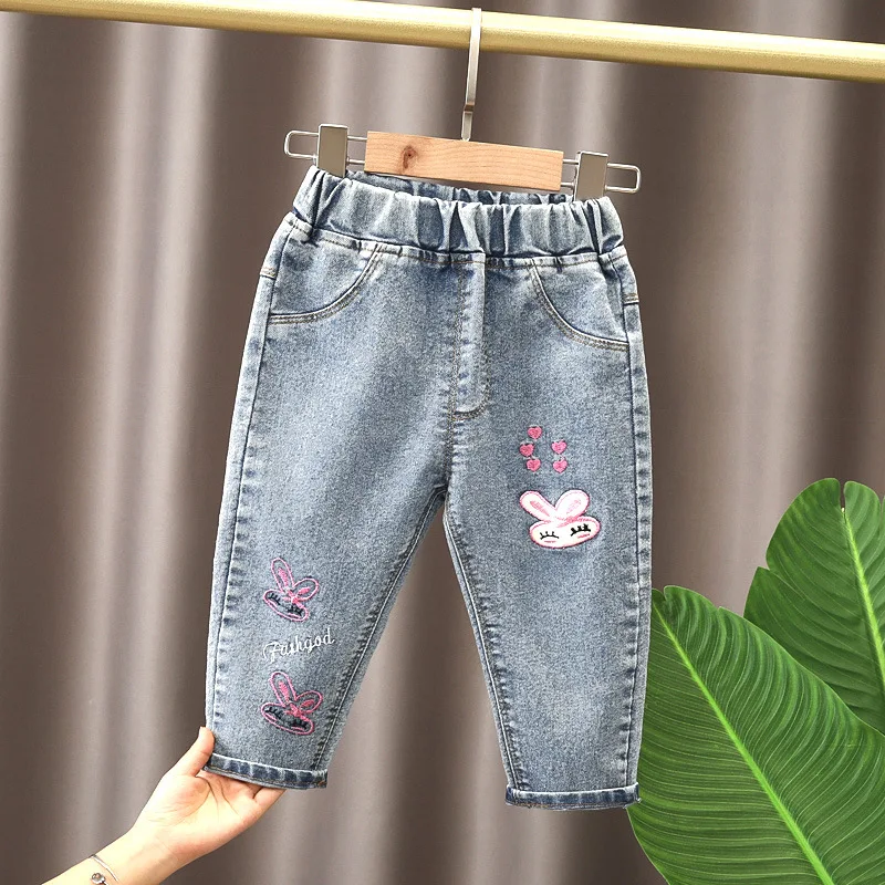 Spring kids girl's clothes baby loose straight leg jeans trousers for girls clothing children outdoor all-match denim pants - Image 5