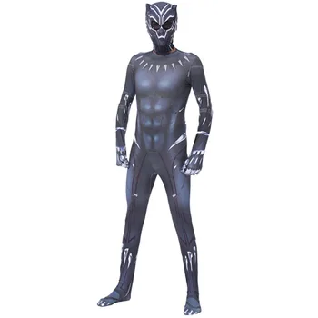 

Kids Adult Black Panther Cosplay Costume Civil War American Captain Cosplay Superhero Halloween Party Jumpsuit Fancy Zentai Mask