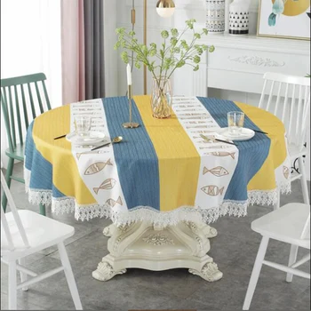 

Fashion European Home Decor Furnishing Striped Lace Tablecloth Modern Simple Elegant Living Room Coffee Table Table Cover Rou