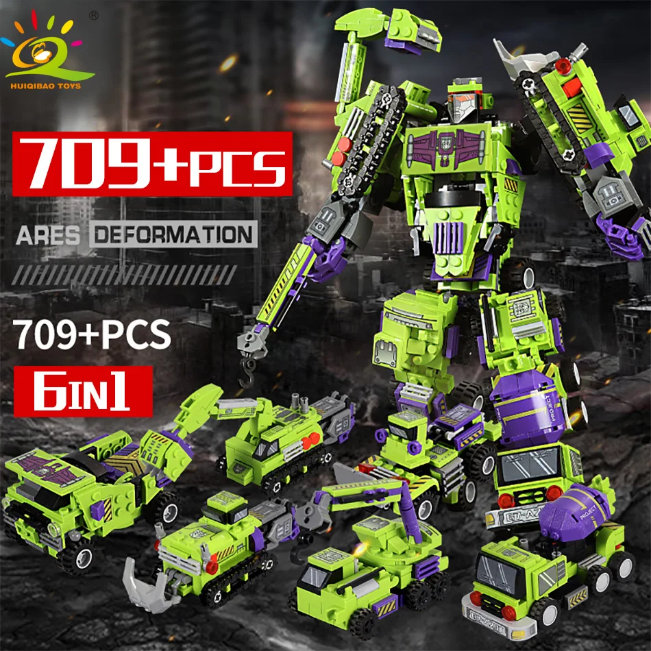 Ceny 709 sztuk 6w1 robot transformacyjny klocki do budowy Legoing inżynieria miejska koparka samochód ciężarówka konstruktor cegły zabawki dla dzieci