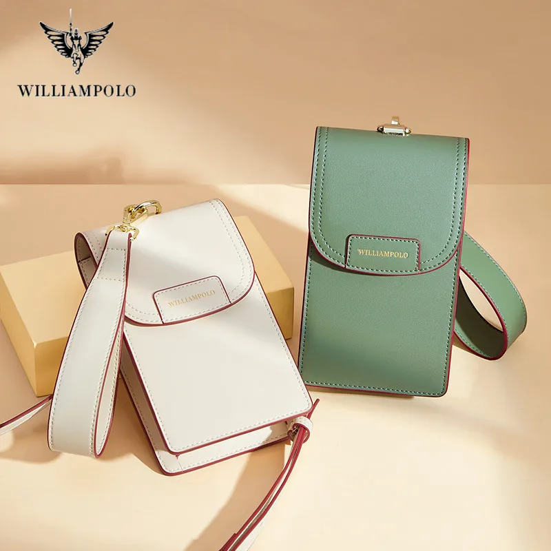 WilliamPOLO модный кожаный женский кошелек для девочек мини мобильный телефон сумка на плечо дамская через сумки