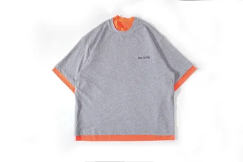 

2020 Summer Style Patchwork We11done T-Shirt Men Women Tops Tees Welldone Cotton Stitching Reversible Big Man T-Shirt