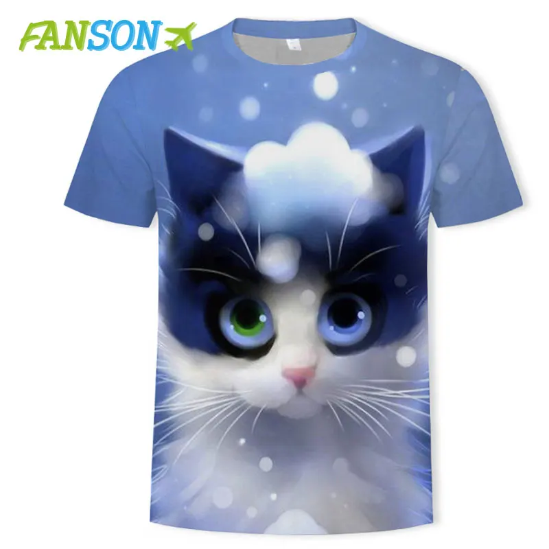 

FANSON Newest Cat 3D Print Animal Cool Funny T-Shirt Men Short Sleeve Summer Tops Tee Shirt T Shirt Male Fashion tshirt Male 5XL