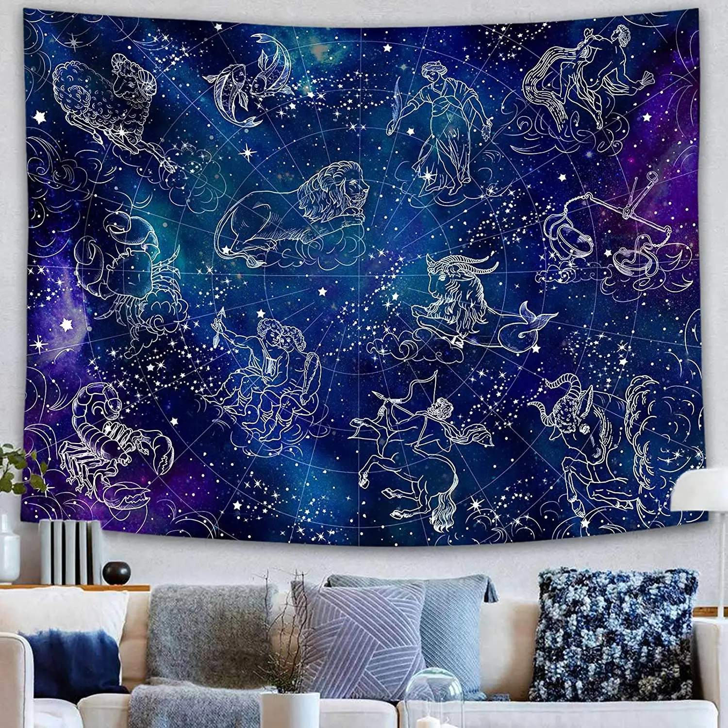 Galaxy Space Blue Tapestry Background Wall Covering Home Decoration Blanket Bedroom Hanging Tapestries | Дом и сад