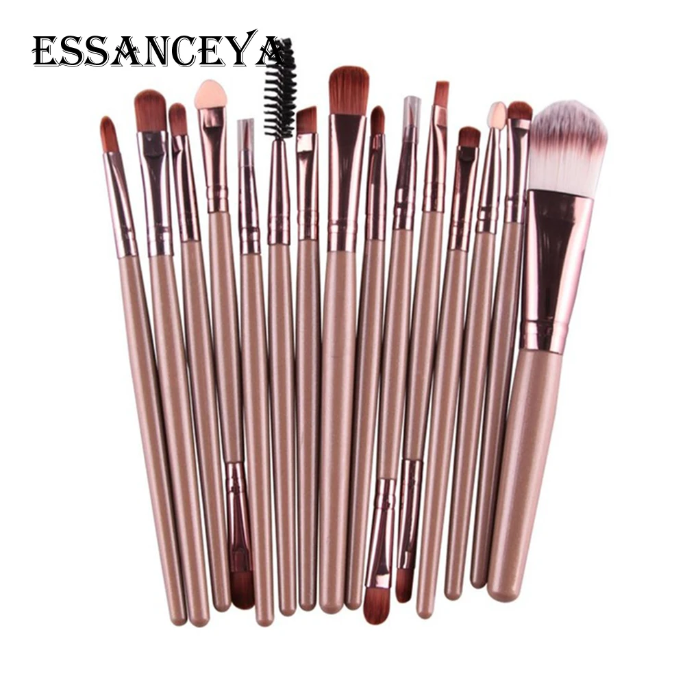 ESSANCEYA Pro 6-18Pcs Cosmetic Makeup Brushes Foundation Eye shadow Eyeliner Fan Make-Up Multipurpose Eye Brushes Cosmetic Tool - Handle Color: 15pcs JK