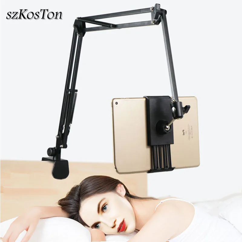 Günstige Universal Lange Arm Tablet Halter Stehen 360 Grad 4 zu 10 Zoll Tablet Telefon Schreibtisch Bett Halterung Halterung Für iPad iPhone X 8 Samsung