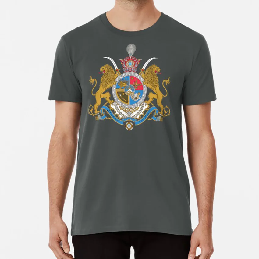 Темно-серый Arms of iran Shahs футболка iran 1979 пальто Герб Персия Лев шаха Корона - Цвет: Темно-серый