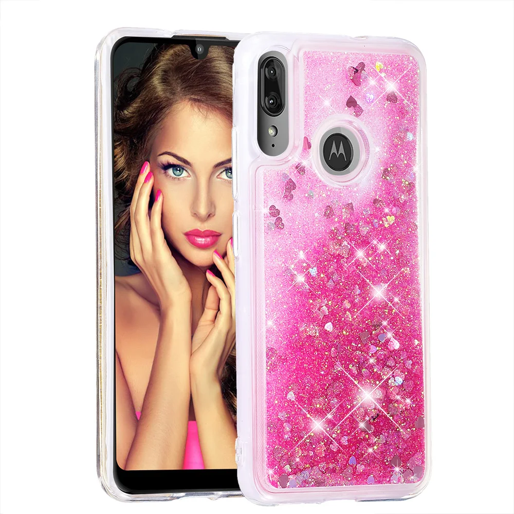 Розовый Силиконовый мягкий чехол для телефона Motorola E6 Plus, чехол с динамической жидкой звездой, зыбучие пески, чехол для Moto E6s, ТПУ, задняя крышка, MotoE6 - Цвет: Розовый