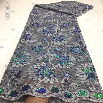 

High Quality Nigerian Lace Fabrics Latest Squins cord African Lace Fabric Milk Silk Lace Wedding Guipure Lace Fabric