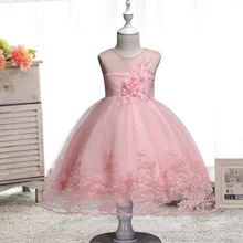 Высокое качество; детские кружевные платья с жемчужинами и цветами для девочек; вечерние платья без рукавов с большим бантом для маленьких девочек; свадебное платье принцессы