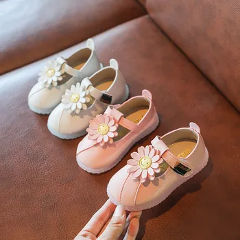 

Girls Princess Leather Shoes Children Casual Shoes with Flowers Fashion Wedding Kids School Flat Shoes SH091